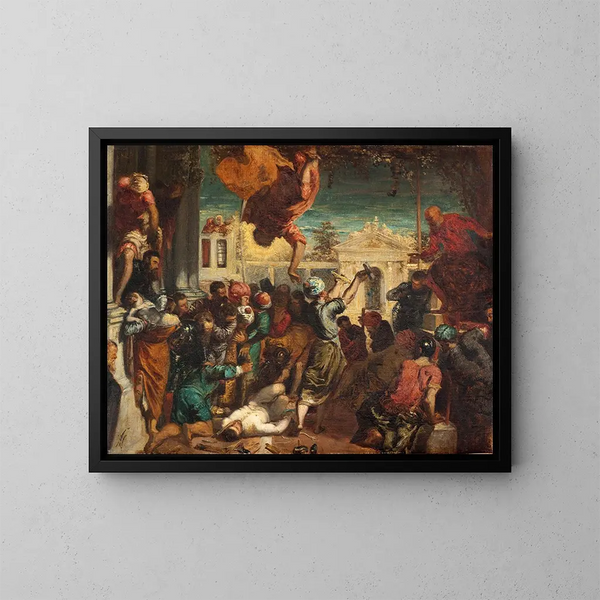 Le miracle de l'esclave, kopio Tintoretin mukaan, tai Le martyre de Saint Marc - Félix Ziem — kehystetty taideteos seinällä
