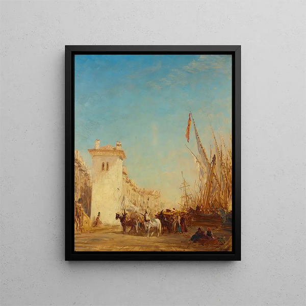 Le quai Saint - Jean à Marseille - Félix Ziem — kehystetty taideteos seinällä