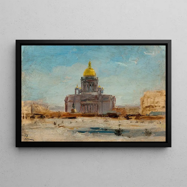 Saint-Pétersbourgin maalaus Saint-Isaac - Félix Ziem — kehystetty taideteos seinällä