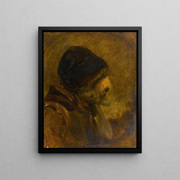 Tête d'homme d'après Rembrandt - Félix Ziem — kehystetty taideteos seinällä