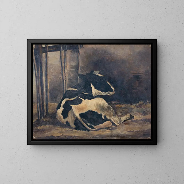 Vache allongée dans une étable - Floris Verster — kehystetty taideteos seinällä