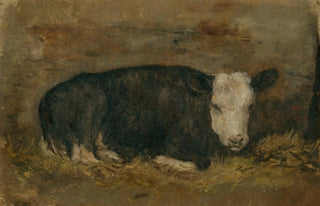 Floris Verster - Cow lying in a cowshed.webp