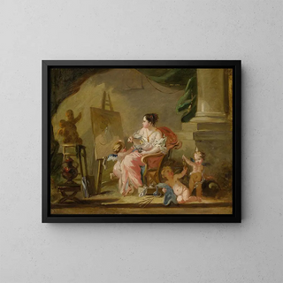 Yksi maalauksen allegoria - François Boucherin koulu — kehystetty taideteos seinällä