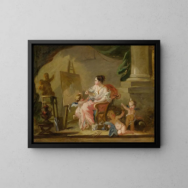 Yksi maalauksen allegoria - François Boucherin koulu — kehystetty taideteos seinällä
