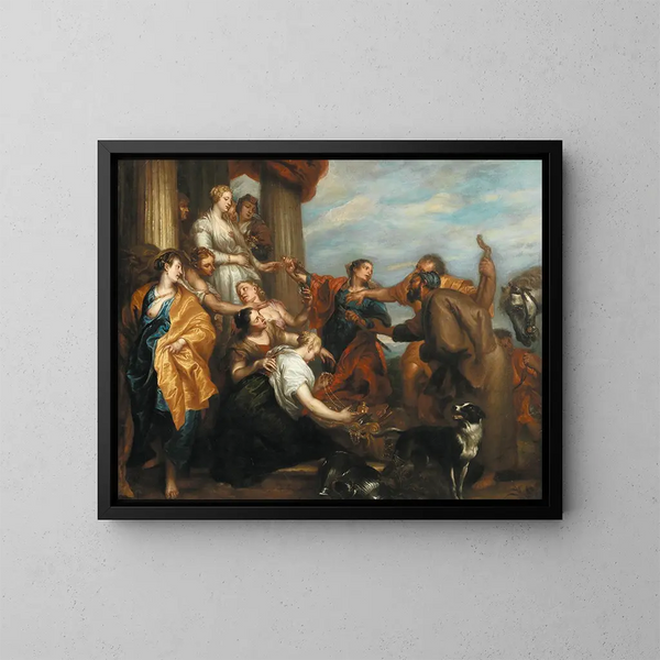 Achille among the daughters of Lycomedes - Antoine van Dyck School — kehystetty taideteos seinällä