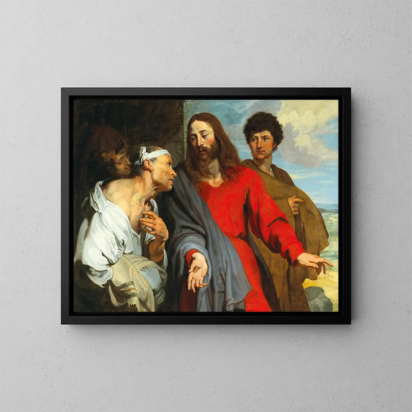 Parantuminen halvaantuneesta - Antoine van Dyckin koulu — kehystetty taideteos seinällä