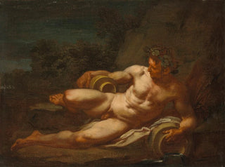 Un dieu fleuve allongé dans un paysage - Ecole de Nicolas Poussin — näkymä teoksesta