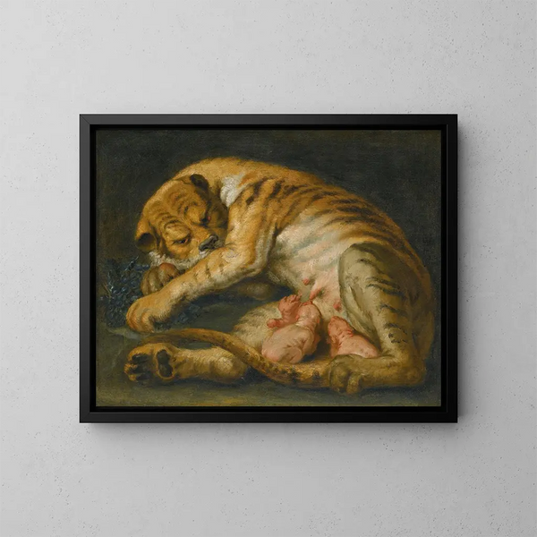 Une tigresse avec ses petits - Ecole de Peter Paul Rubens — kehystetty taideteos seinällä