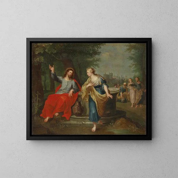 Le Christ et la femme samaritaine au puits - Ecole de Peter Paul Rubens — kehystetty taideteos seinällä