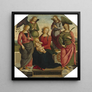 Follower of Pietro Perugino - Madonna and Child with Two Angels Saint Rose and Saint Catherine of Alexandria.webp