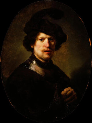 Follower of Rembrandt van Rijn - Man Wearing a Plumed Beret and Gorget.webp