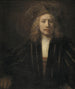 Nuori mies, jolla on hellehattu, jossa on helmiä - Rembrandt van Rijnin koulu — näkymä teoksesta