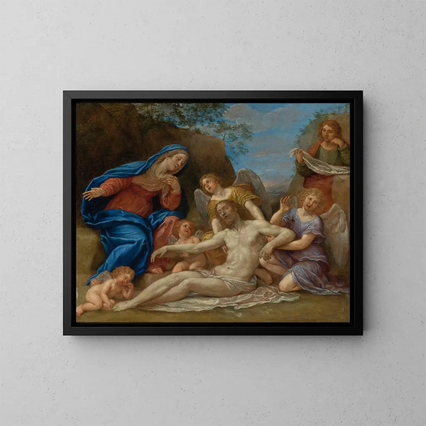Lamentation avec la Vierge, saint Jean et des anges - Francesco Albani — kehystetty taideteos seinällä