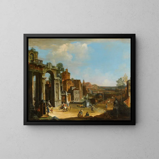 Caprice architectural avec ville de fantaisie - Francesco Battaglioli — kehystetty taideteos seinällä
