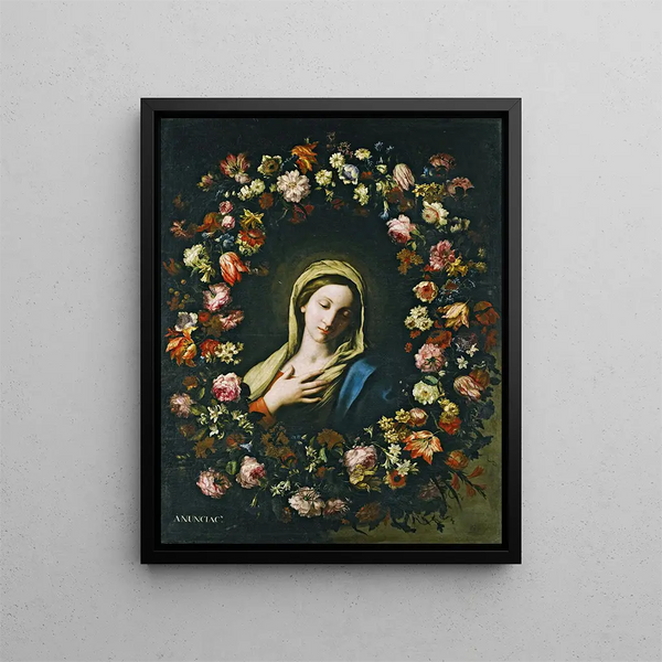 Francesco Caldei - A Flower Garland Surrounding The Virgin Annunciate.webp
