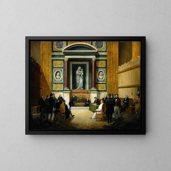 Raphaëlin haudan avaaminen Pantheonissa 1833 - Francesco Diofebi — kehystetty taideteos seinällä