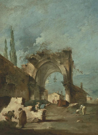 Francesco Guardi - A Capriccio Of Buildings With Figures By A Ruined Arch.webp