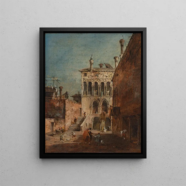 Un caprice architectural avec un campiello - Francesco Guardi — kehystetty taideteos seinällä