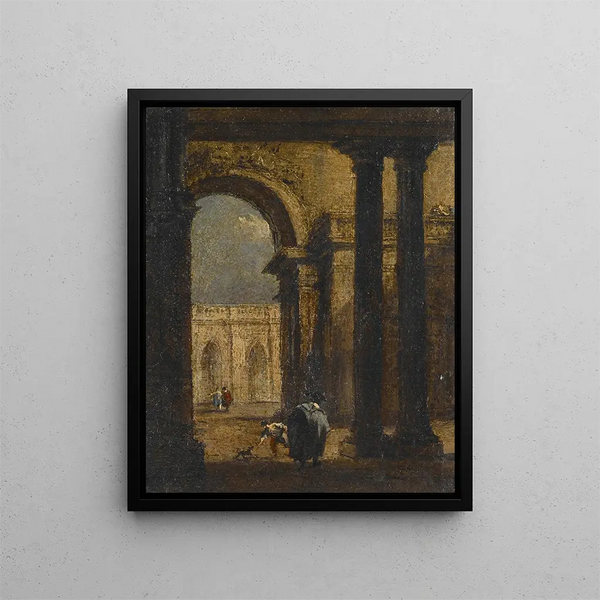 Cour du palais Capriccio - Francesco Guardi — kehystetty taideteos seinällä