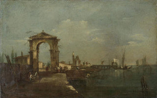 Francesco Guardi - Landscape with a Quay and Ships on a Lake.webp