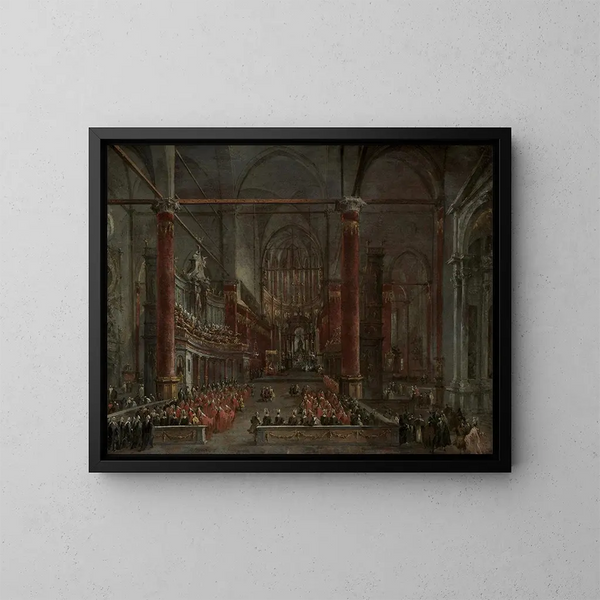 Papin seremonialaisesta sillasta SS Giovanni e Paolo, Venetsia, 1782 - Francesco Guardi — kehystetty taideteos seinällä
