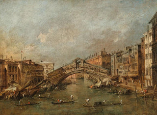 Rialto-sillasta ja Riva del Vinistä Venetsiassa - Francesco Guardi — näkymä teoksesta
