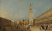 Venetsian Piazza San Marco basilikan ja kellotornin kanssa - Francesco Guardi — näkymä teoksesta