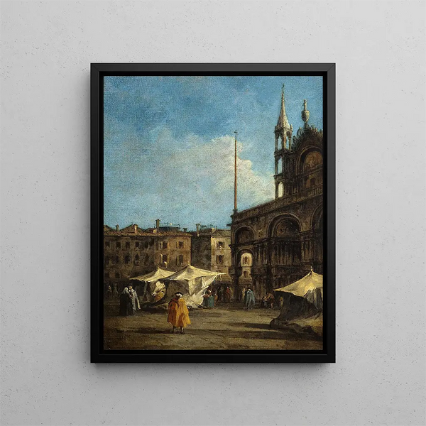 Venetsian Saint - Marc -aukion näkymästä - Francesco Guardi — kehystetty taideteos seinällä