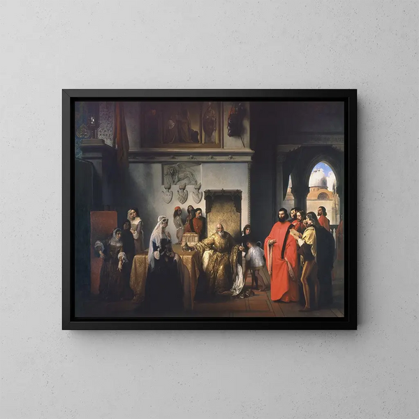 Le retrait des deux Foscari - Francesco Hayez — kehystetty taideteos seinällä