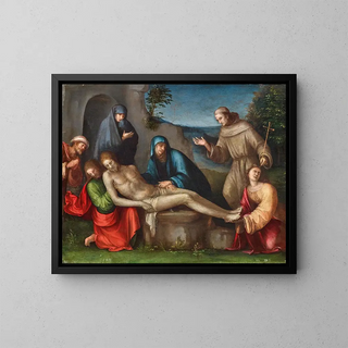 La Lamentation du Christ avec des anges - Francesco Raibolini — kehystetty taideteos seinällä
