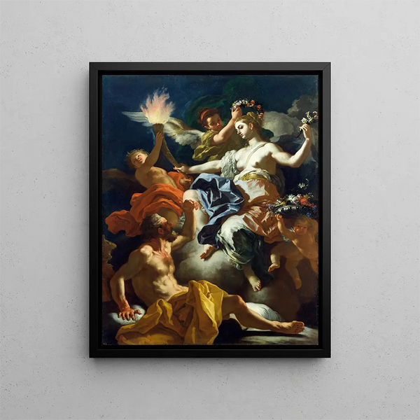 Aurora taking leave of Tithonus - Francesco Solimena — kehystetty taideteos seinällä