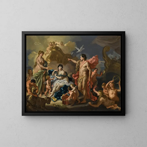 Bacchus ja Ariadne - Francesco Solimena — kehystetty taideteos seinällä