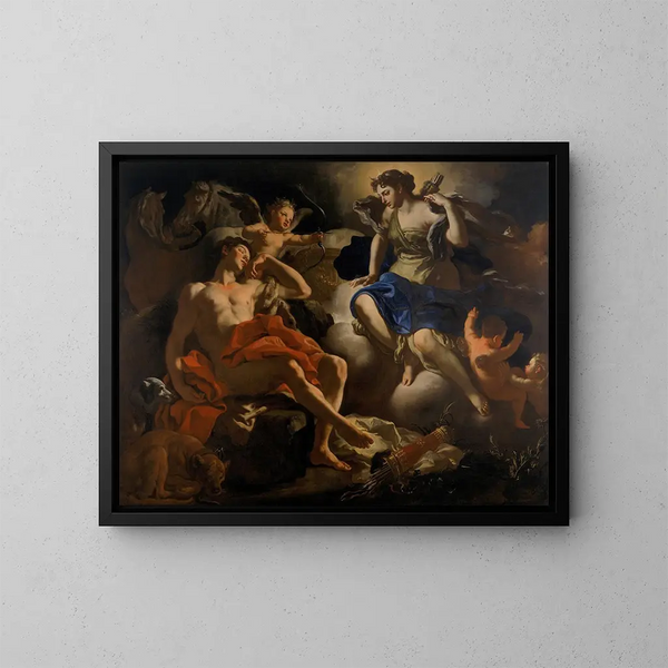 Diane et Endymion - Francesco Solimena — kehystetty taideteos seinällä