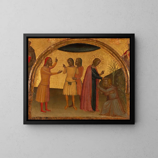Saint Jean l'Évangéliste avec Acteus et Eugenius - Francescuccio Ghissi — kehystetty taideteos seinällä