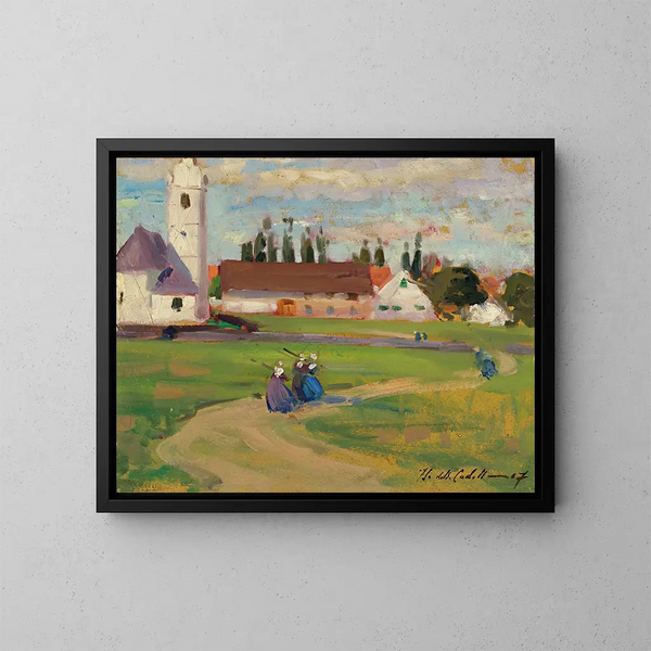 Figures sur un chemin de village - Francis Campbell Boileau Cadell — kehystetty taideteos seinällä