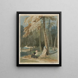 Francis Danby - Three Women Seated by a Wooded Lake.webp