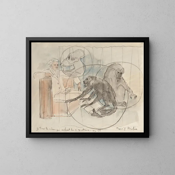 "Je tirai le rideau qui cachait les fantômes" - Francis Picabia — kehystetty taideteos seinällä