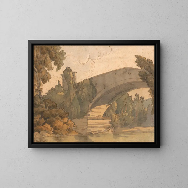 Un pont entre Florence et Bologne - Francis Towne — kehystetty taideteos seinällä