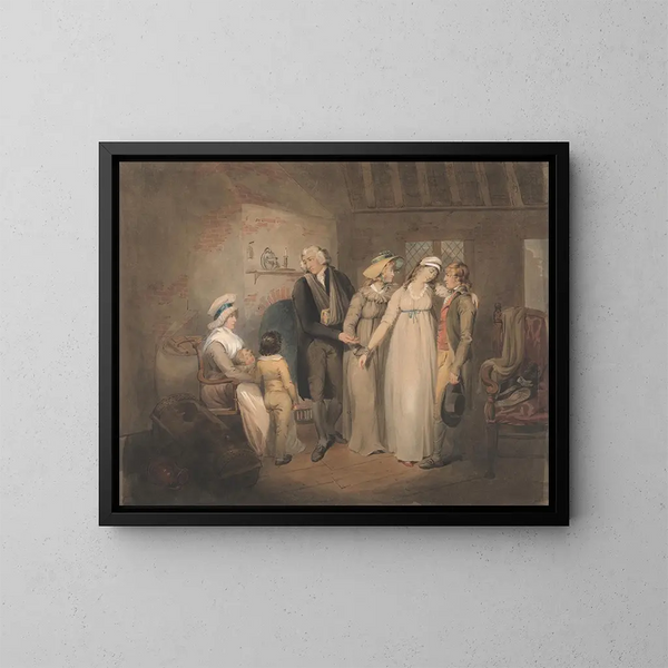 Olivia palaa perheensä luo - Francis Wheatley — kehystetty taideteos seinällä