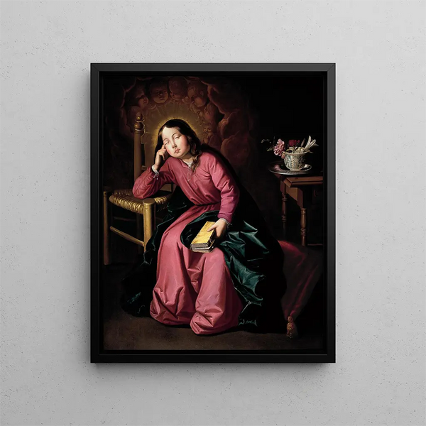 Lapsen nukkuva neitsytmaalaus - Francisco de Zurbarán — kehystetty taideteos seinällä