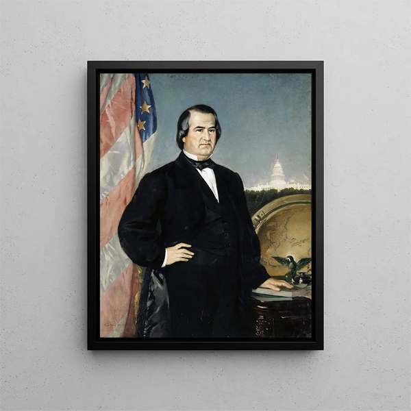 Portrait du président américain Andrew Johnson - Frank Buchser — kehystetty taideteos seinällä