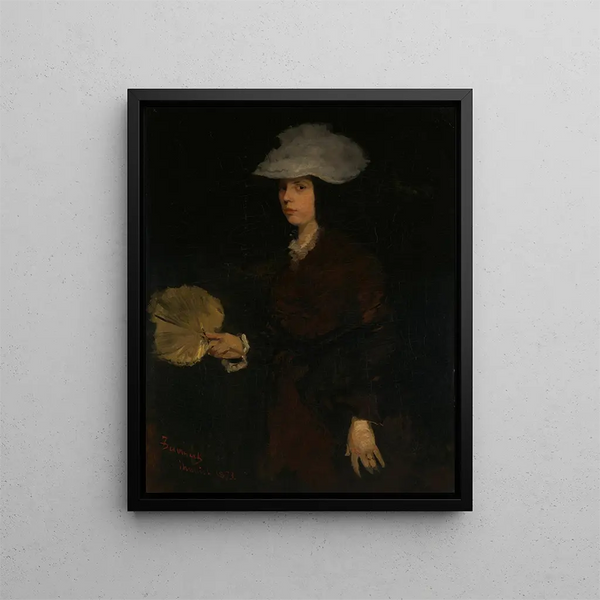 Dame à l'éventail - Frank Duveneck — kehystetty taideteos seinällä
