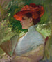 Maggie Wilsonin punaisessa hatussa olevan naisen muotokuvasta - Frank Duveneck — näkymä teoksesta