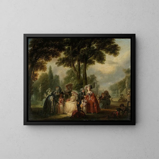 Yhdistys puistossa - François-Louis-Joseph Watteau — kehystetty taideteos seinällä