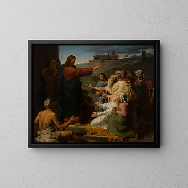 Jeesus sokeiden ja ontuvien parantamisesta - François-Louis Dejuinne — kehystetty taideteos seinällä