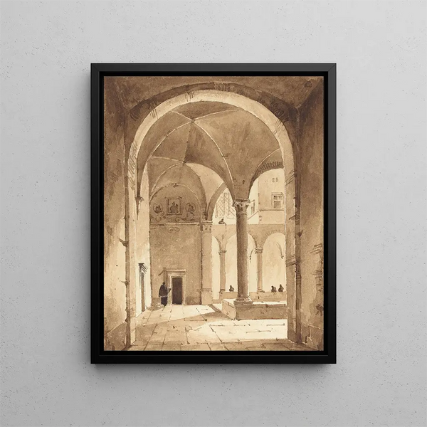 Un cloître - François-Marius Granet — kehystetty taideteos seinällä