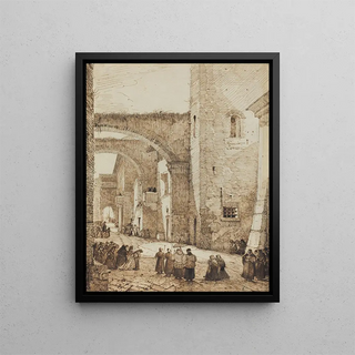 FranoisMarius Granet - A Priest Processing through a Medieval Street in Viterbo.webp