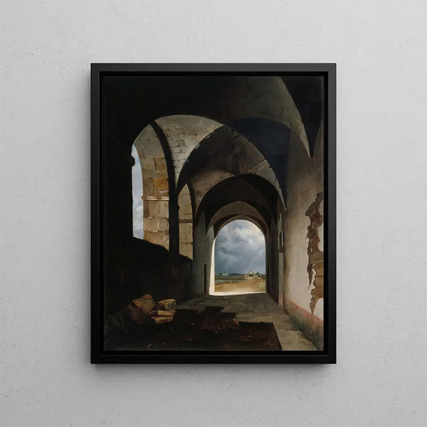 Effet de lumière dans les ruines - François-Marius Granet — kehystetty taideteos seinällä