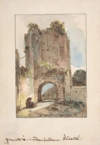 FranoisMarius Granet - Monk Seated Before a Ruined Gateway.webp