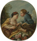 Nuori nainen ja nuori mies asettamassa nuoria lintuja häkkiin. Lintujen pesijät - François Boucher — näkymä teoksesta